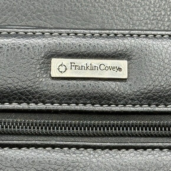 Franklin Covey Black Leather Day Planner Binder Organizer Handles Zipper - Picture 2 of 10